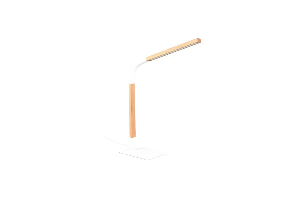 Flexible Tischleuchte Norris weiß mit Holz Trio 4017807600001