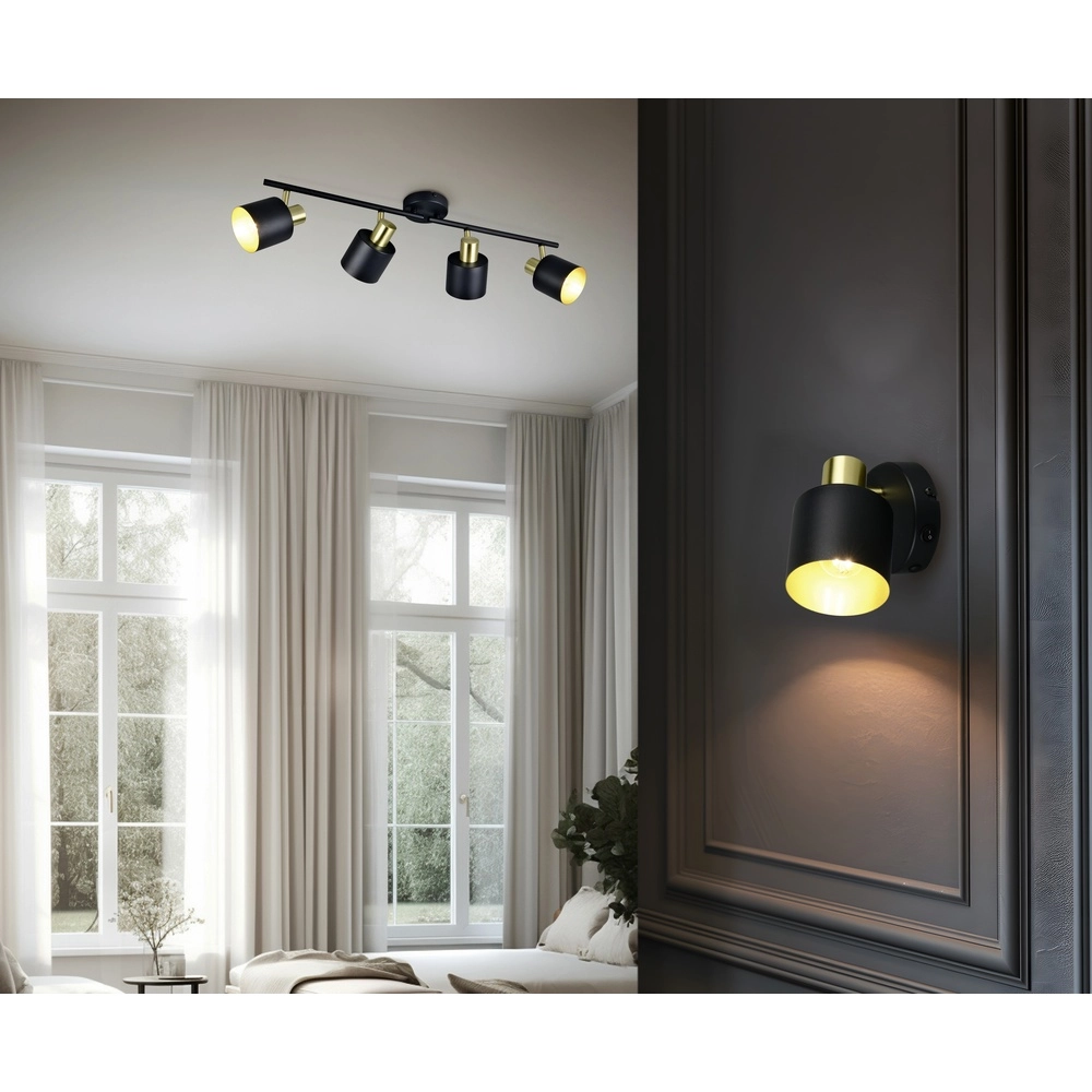Deckenlampe Eva 4-flammig schwarz mit gold Trio 4017807654677