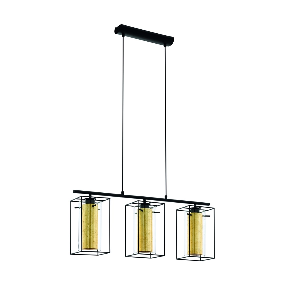 3-Licht Pendellampe Loncino 1 Schwarz mit Gold Eglo 4046806038812