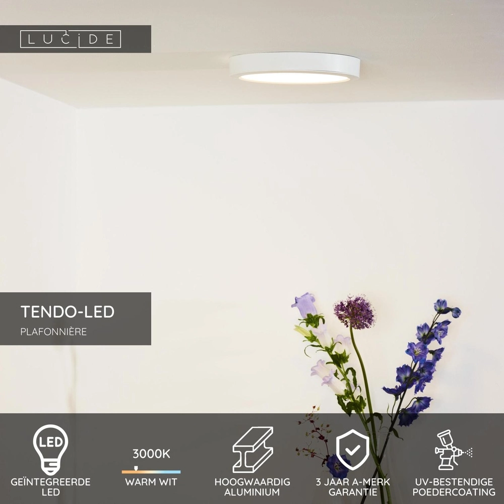 Weißes Deckenlicht Tendo-Led Ø 22cm Lucide 5411212071767