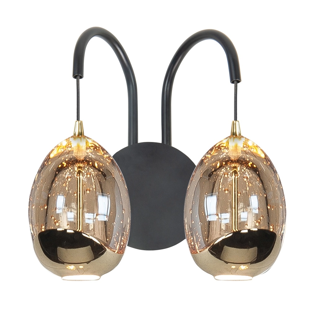 Wandleuchte Golden Egg schwarz 3-flammig