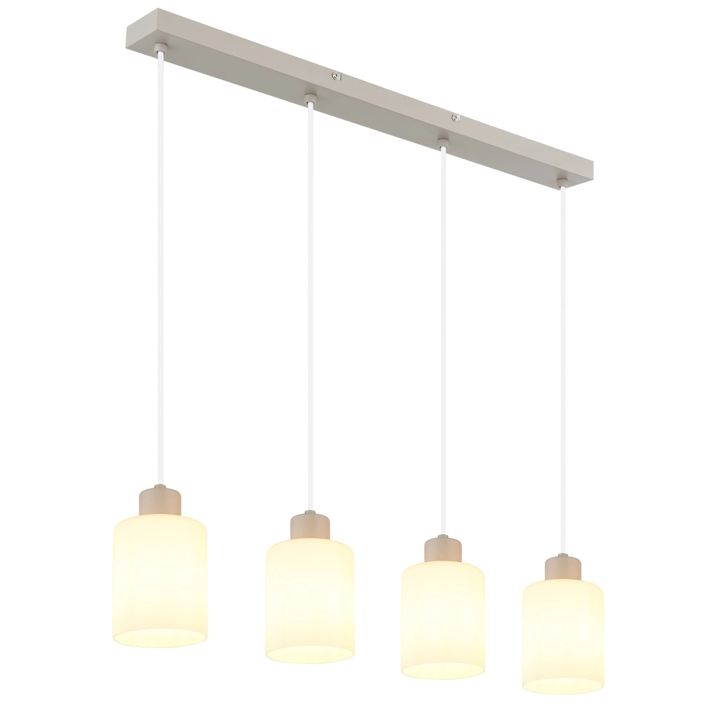 4-flammige Pendelleuchte Trent sandbraun