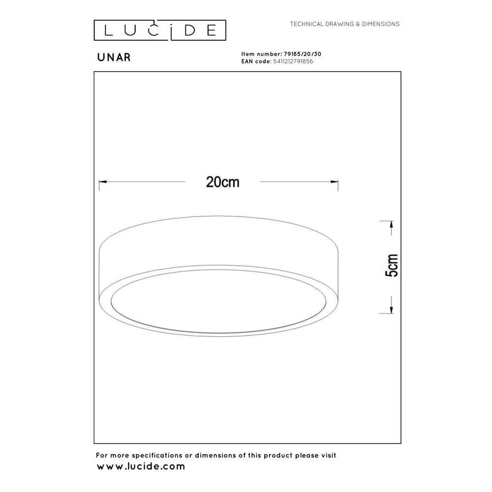 Deckenlicht Unar Ø 20cm - 2700K - schwarz Lucide 5411212791856