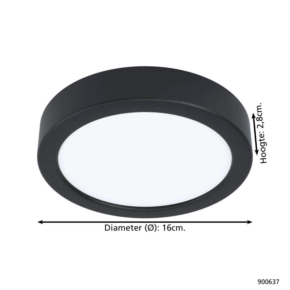 Badezimmerlampe Fueva 5 IP44 – Schwarz – Ø 16 cm Eglo 9008606245215