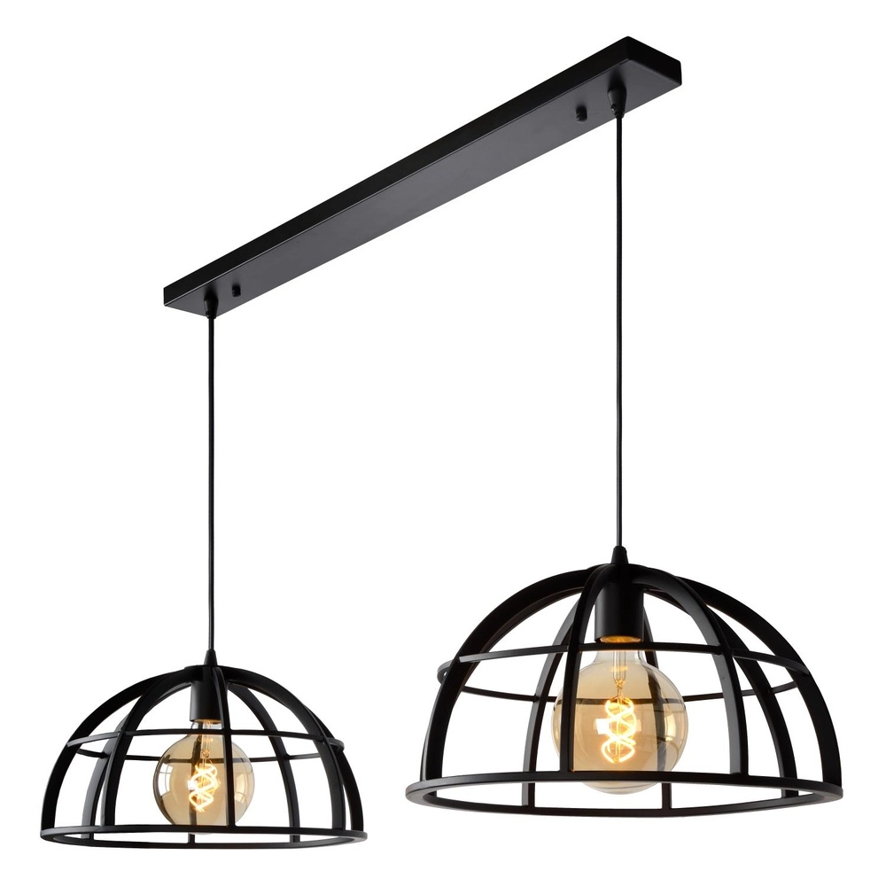 2-Licht Pendellampe Dikra Industriell Schwarz Lucide 5411212761019
