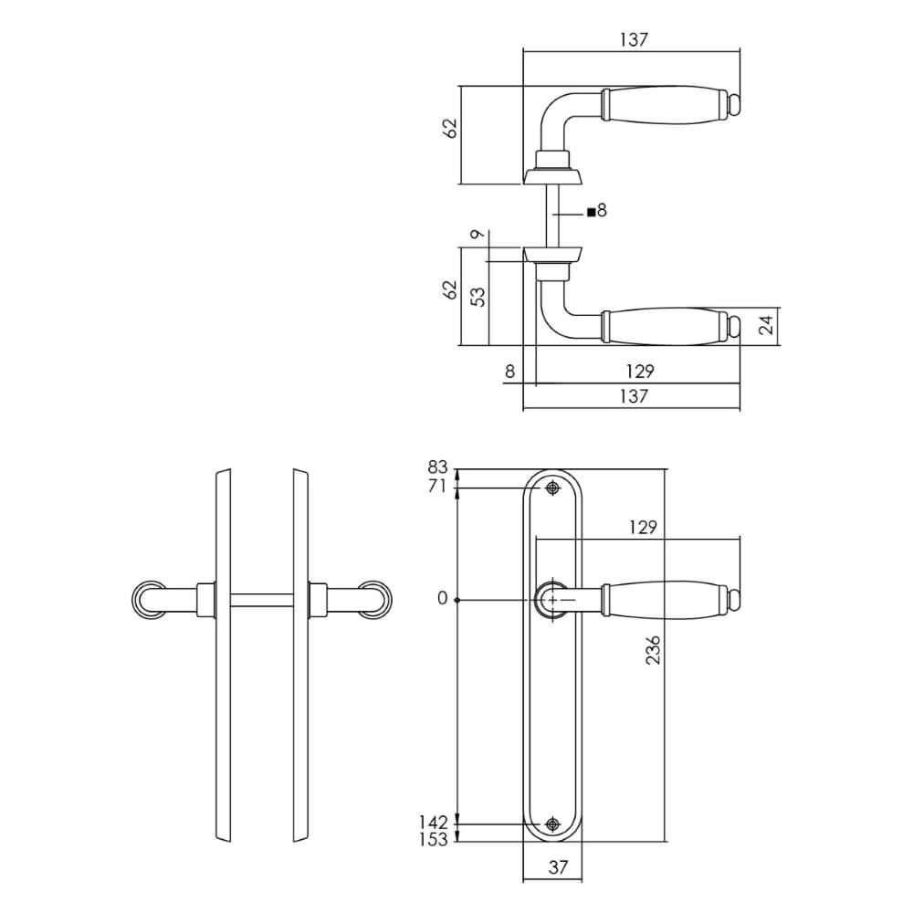 Türklinke Courgette Ovale Jalousie Chrom Intersteel 8714186489147
