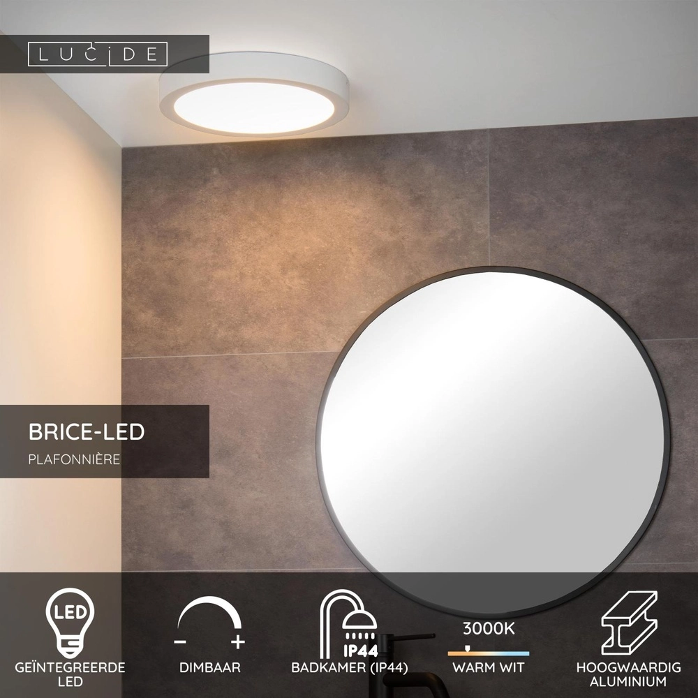 Deckenlicht Brice-Led Ø 30cm - IP44 weiß Lucide 5411212281319