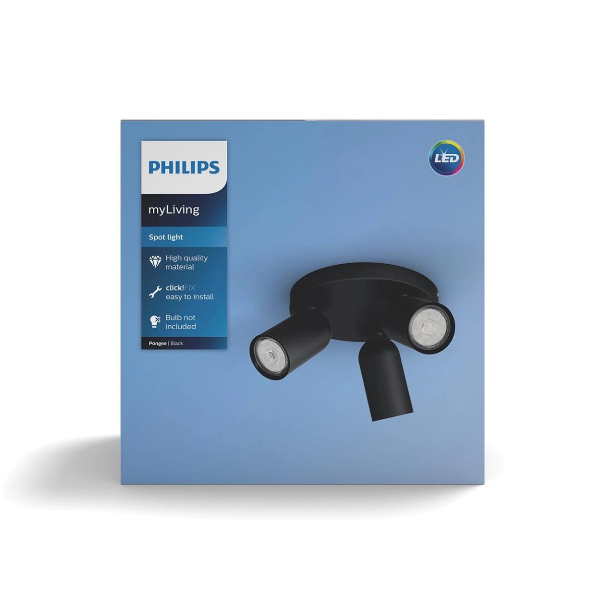 Strahler Pongee 3-Licht-Schwarz Philips 8718696164846