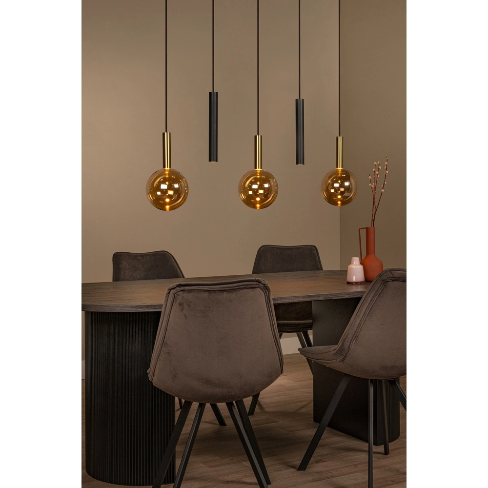 5-Licht Pendellampe Josiane Schwarz mit Gold Lucide Vibes 5411212212276