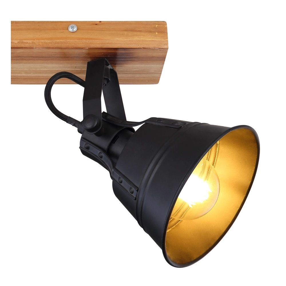 Landdeckenlampe Günther 2-helliges Schwarz mit Holz Globo 9007371401734