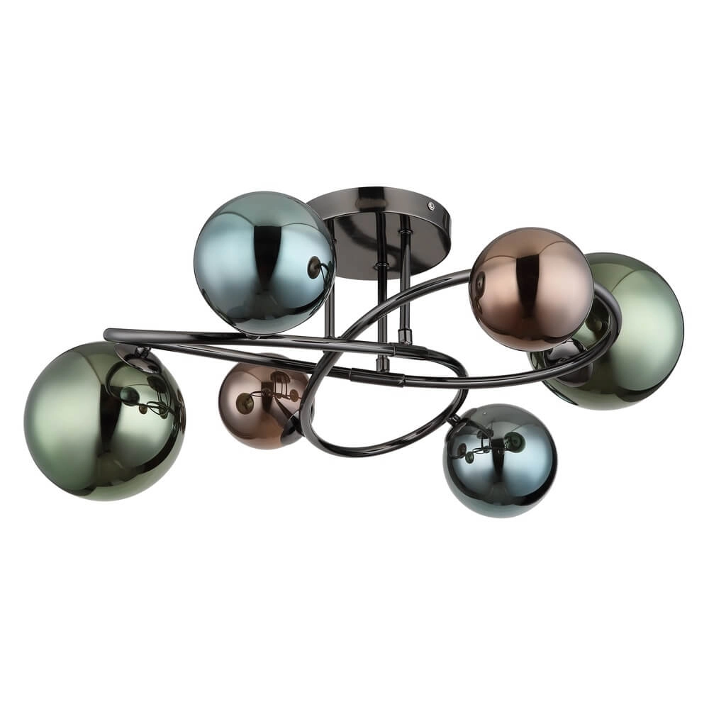 Schwarze Deckenleuchte Riha Farbiges Glas 6-flammig Globo 9007371459100