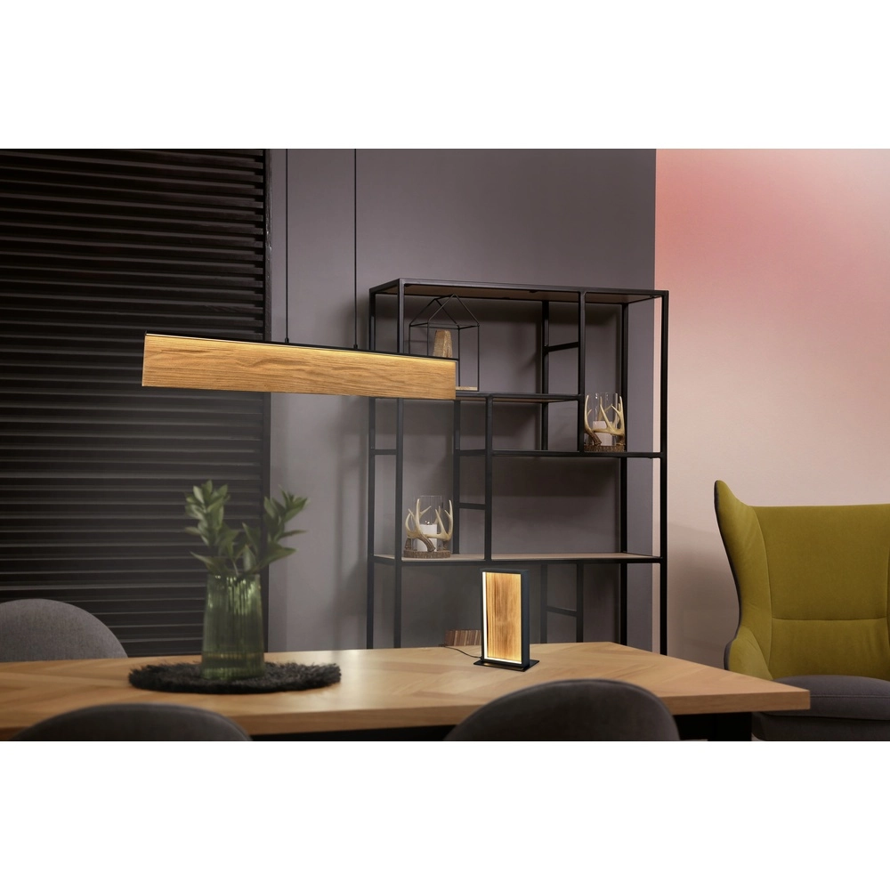 Design-Tischleuchte Kalea schwarz mit Holz Trio 4017807661484