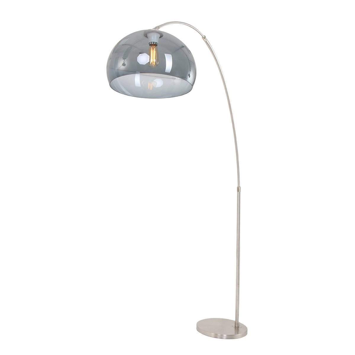 Bogenlampe Gramineus Stahl mit Rauchglas
