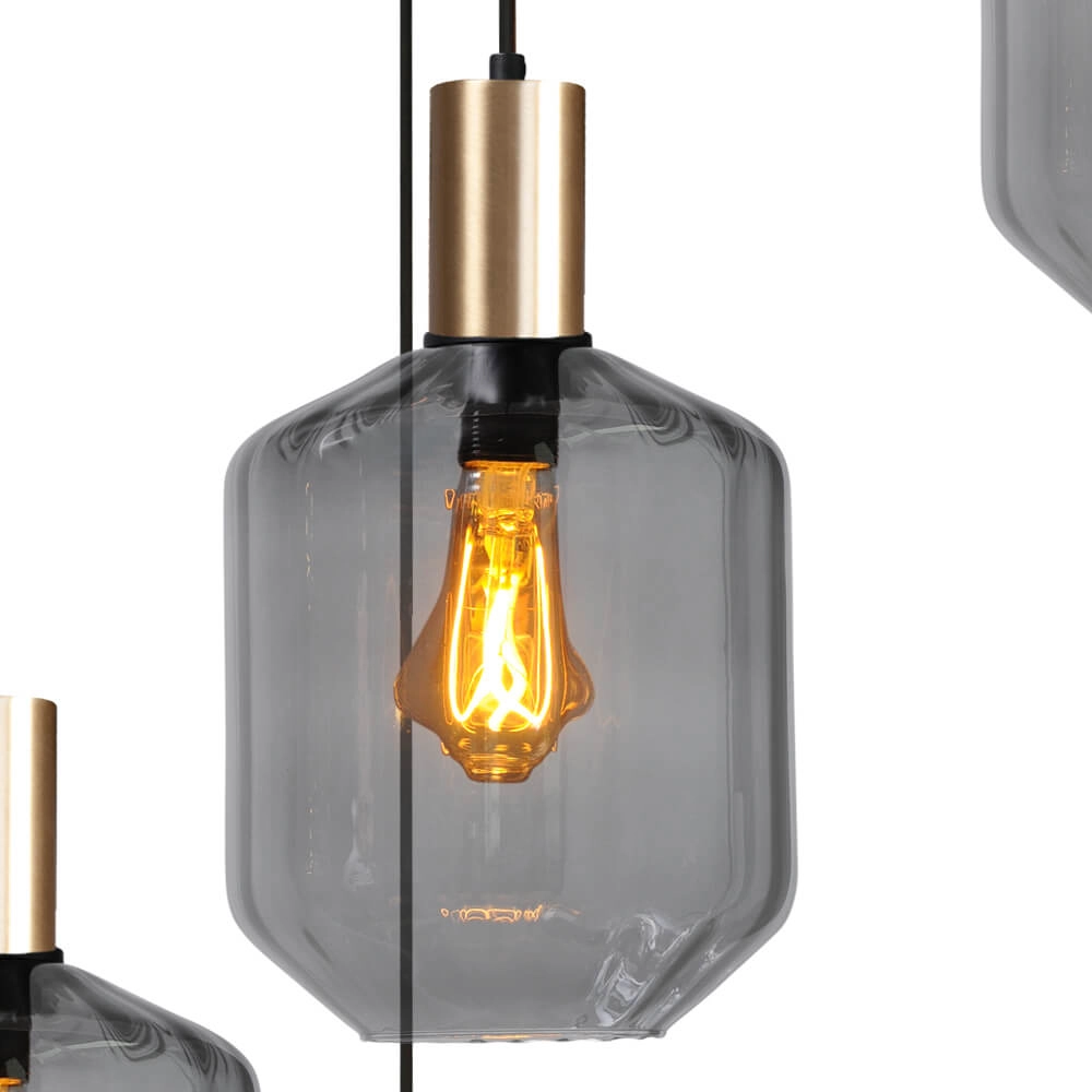 5-flammige Loft-Hängelampe - Gold - Porto mit Jagger-Rauchbrille Masterlight 8718121271156