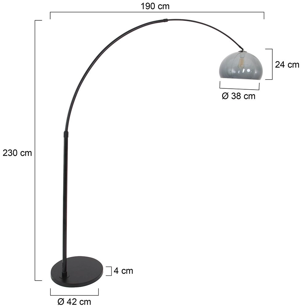 Bogenlampe Stresa schwarz mit Rauchglas Steinhauer 8712746116489