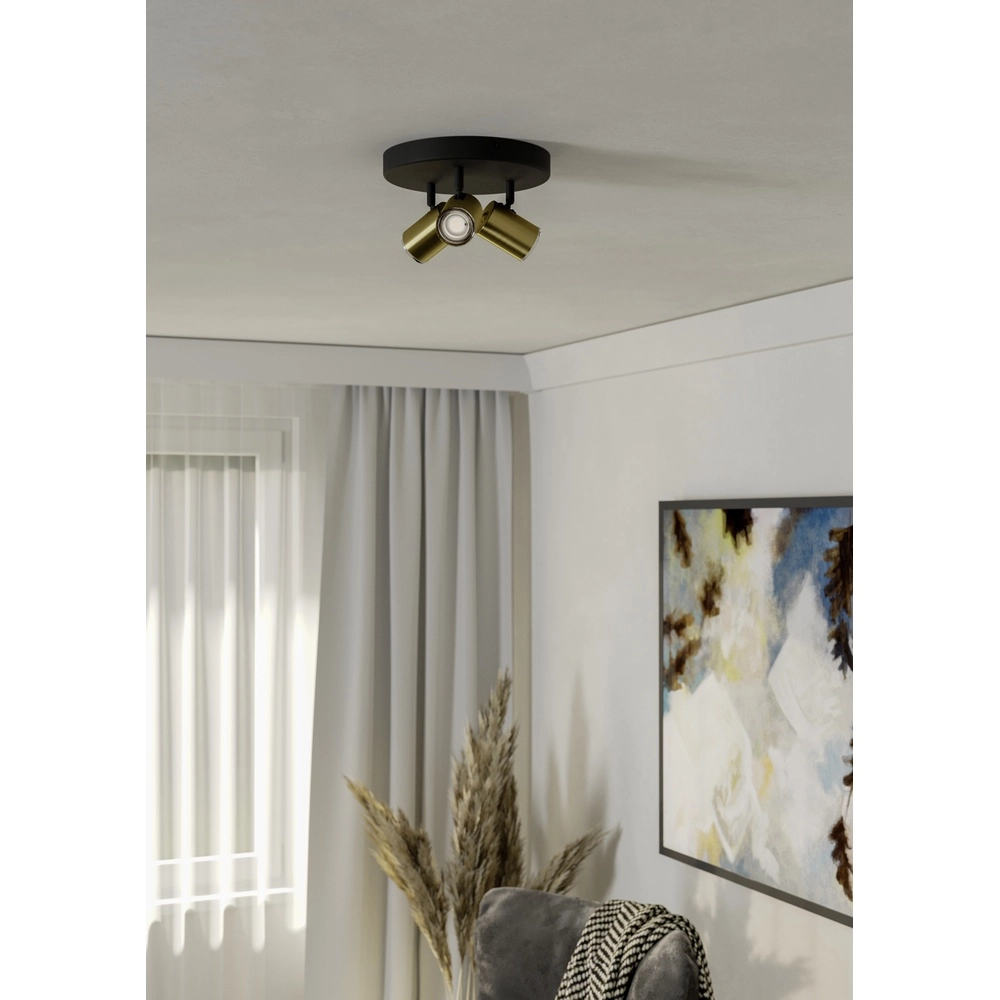 Oberflächenmontiertes Spotlight-Badezimmer Consuma 1 3x GU10 – schwarz mit Gold Eglo 9008606365067