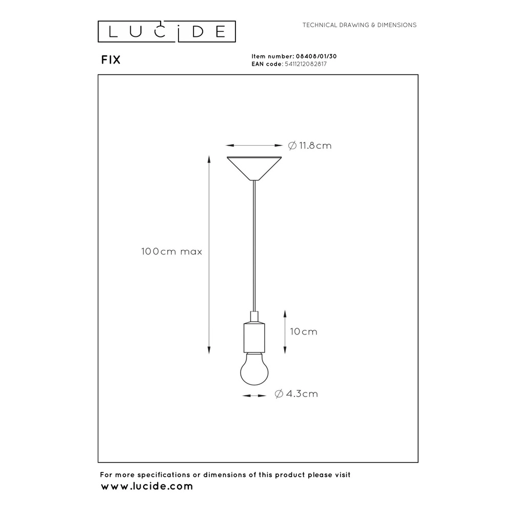 Pendellampe Fix Schwarz Lucide 5411212082817