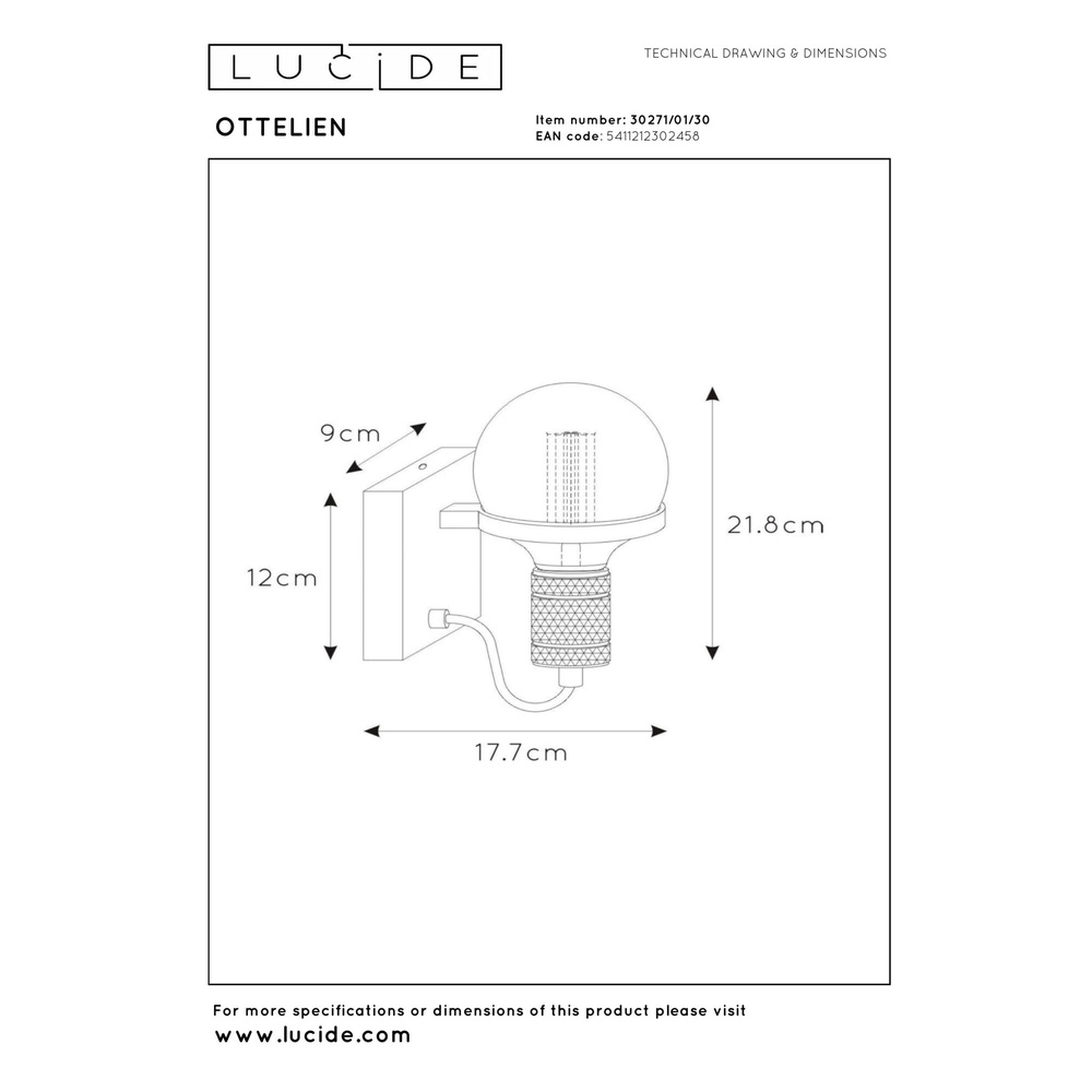 Wandlicht Ottelien Schwarz Lucide 5411212302458