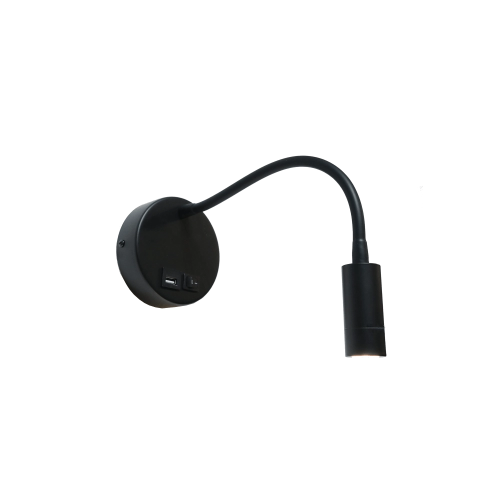 Nachttischlampe Flex schwarz mit USB-Anschluss Artdelight 8719831734634