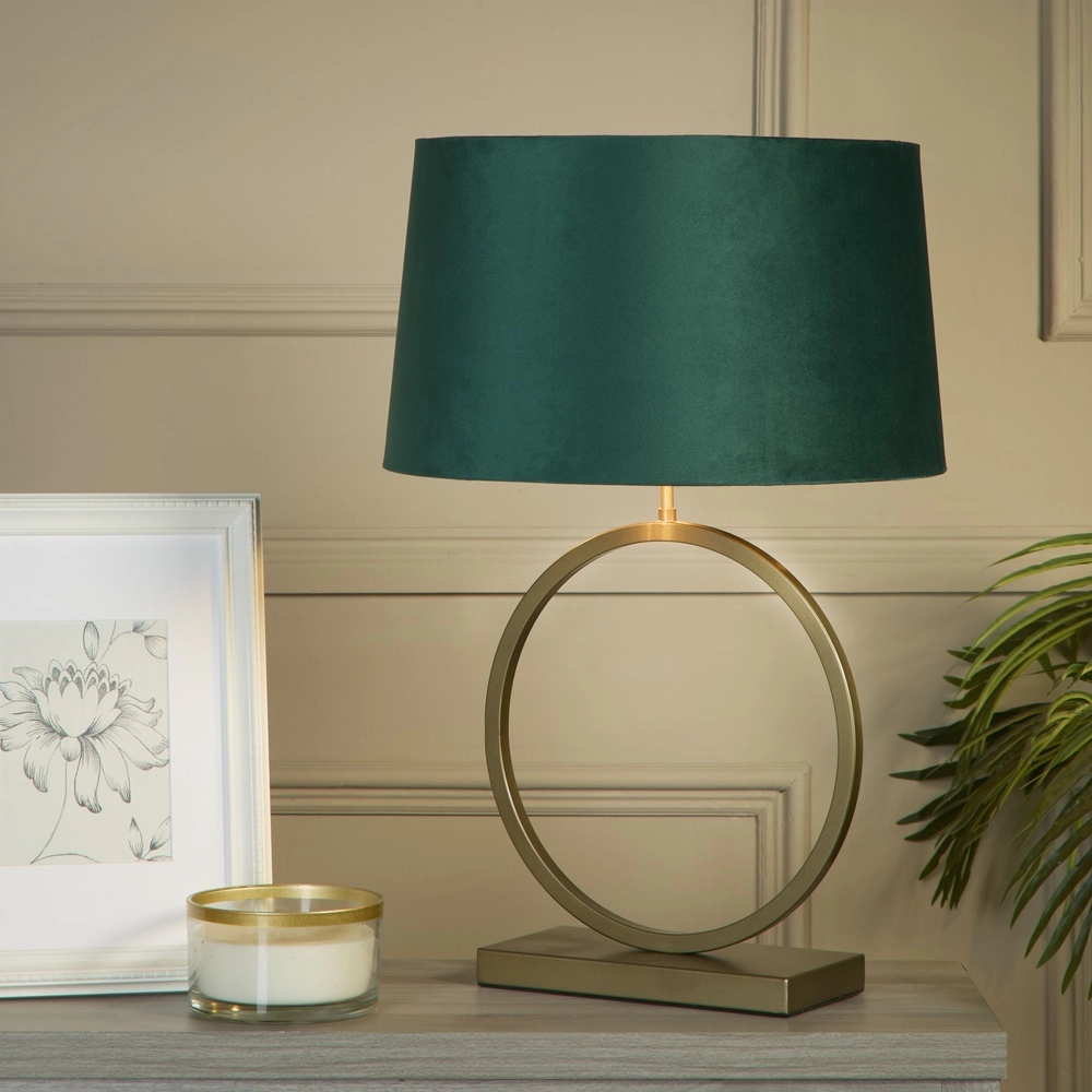 Tischlampe Elegant Bronze mit Smaragdkappe Searchlight 5053423305530