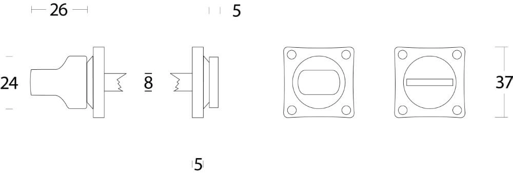 Verschluss der Toilette Tira quadratisch nickel matt Intersteel 8714186096994