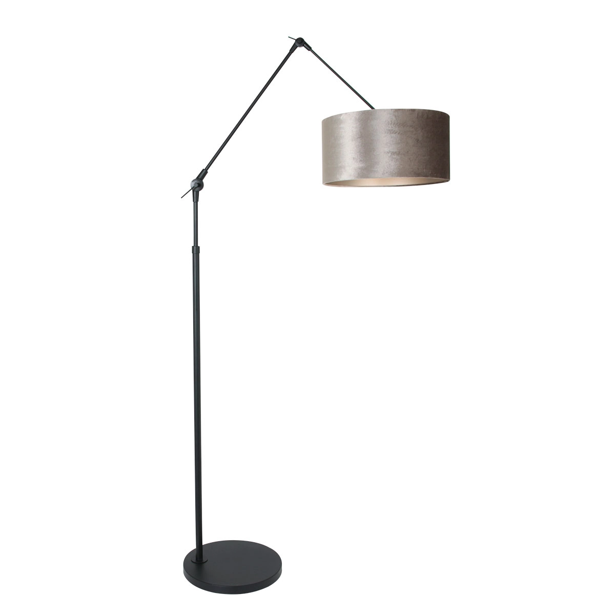 Stehleselampe Prestige Chic Schwarz mit 40 cm taupefarbenem Samtschirm