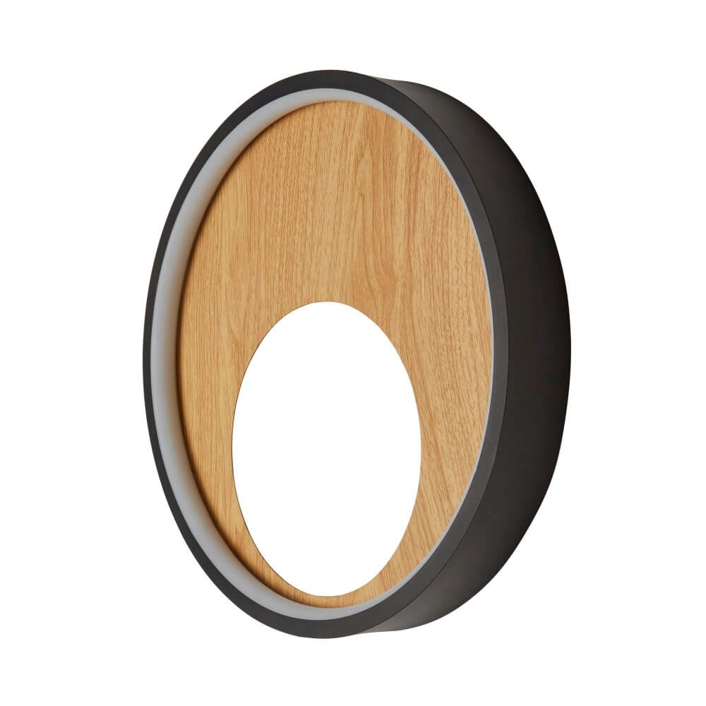 Wandlampe Curio schwarz mit Holz Searchlight 5053423246437