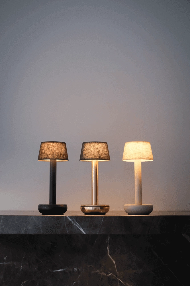 Wiederaufladbare Tischlampe Two Black Brown Leinen Humble 7446023312370