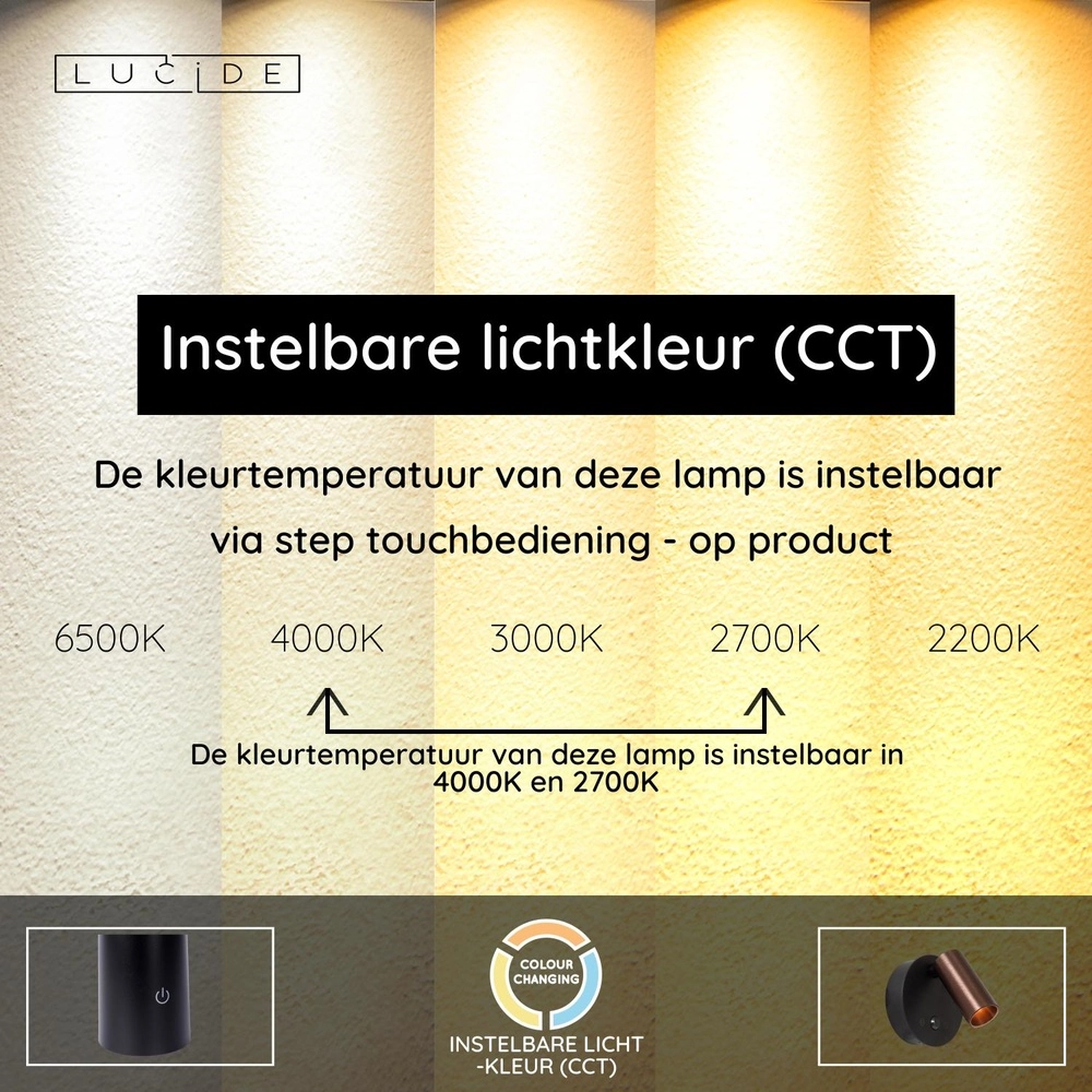 Wiederaufladbare Wandlampe mit Sensor Toni Magnetischer Kaffeebraun Lucide 5411212290588