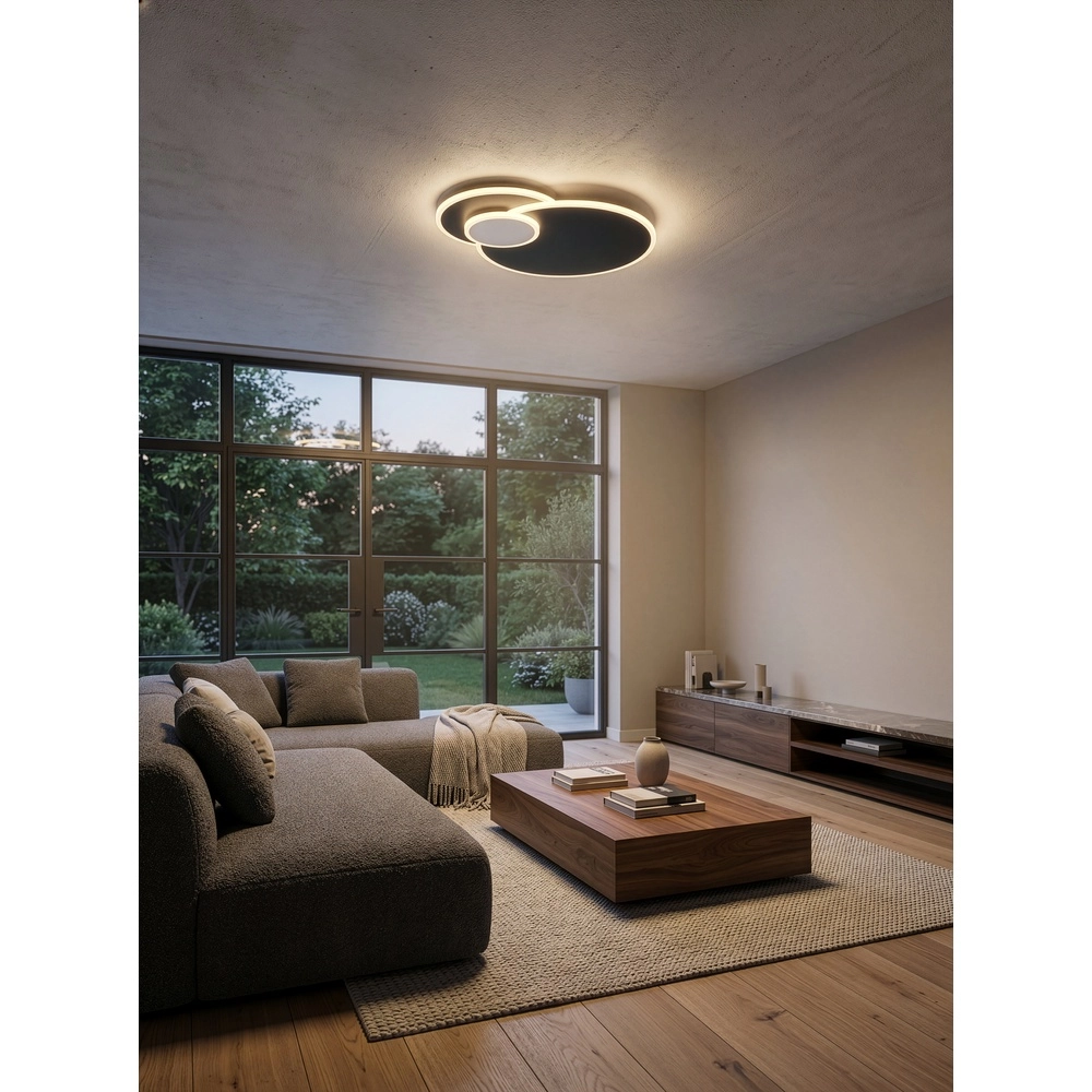 Runde Deckenlampe Serea Schwarz Trio 4017807703818