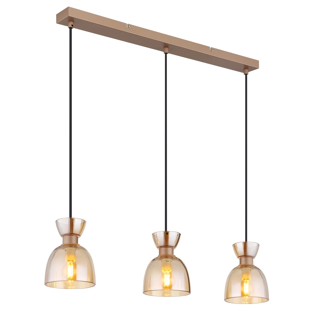 Design-Pendellampe Massey Kaffeebraun 3-Licht