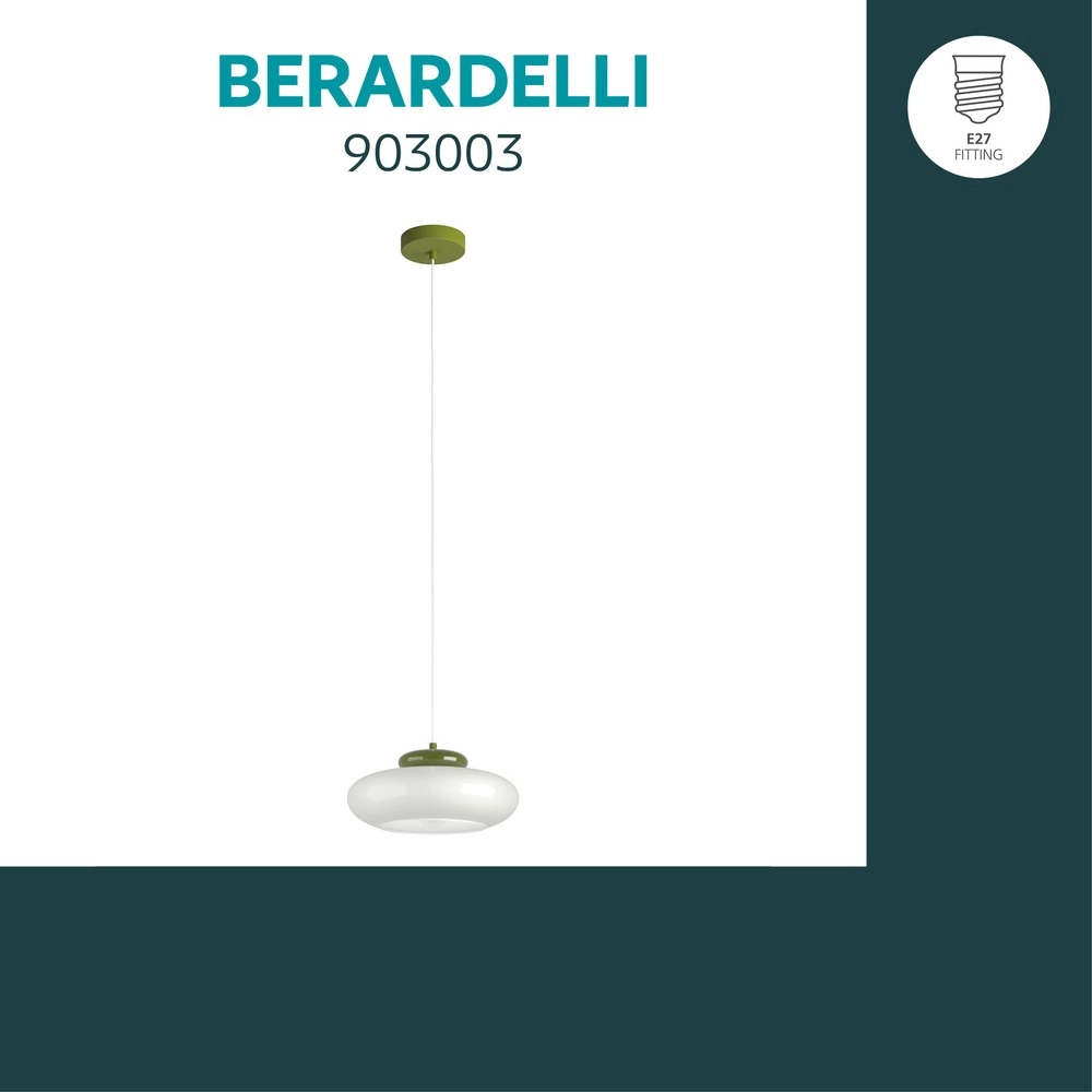 Design-Pendellampe Berardelli weiß mit grünem Ø 32 cm