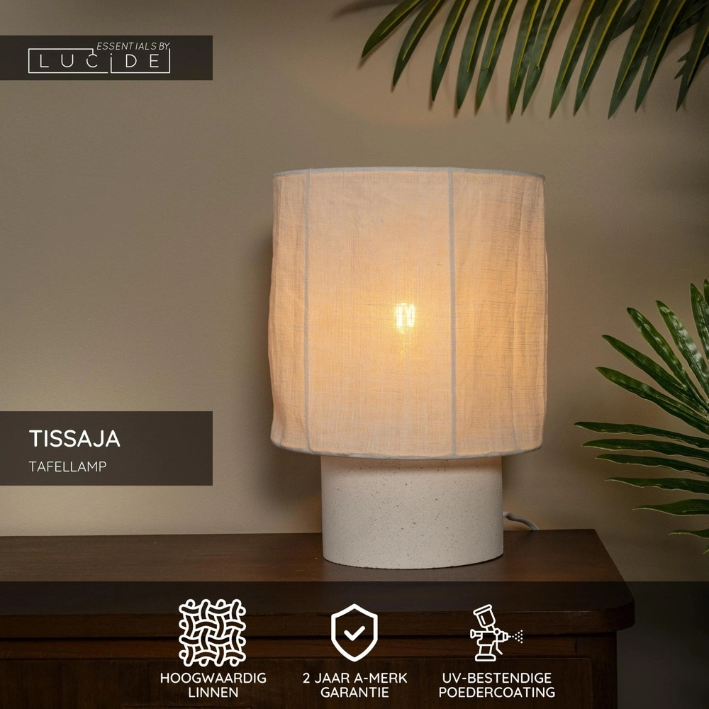 Tischlampe Tissaja Ø 20 cm weiß Lucide 5411212061614