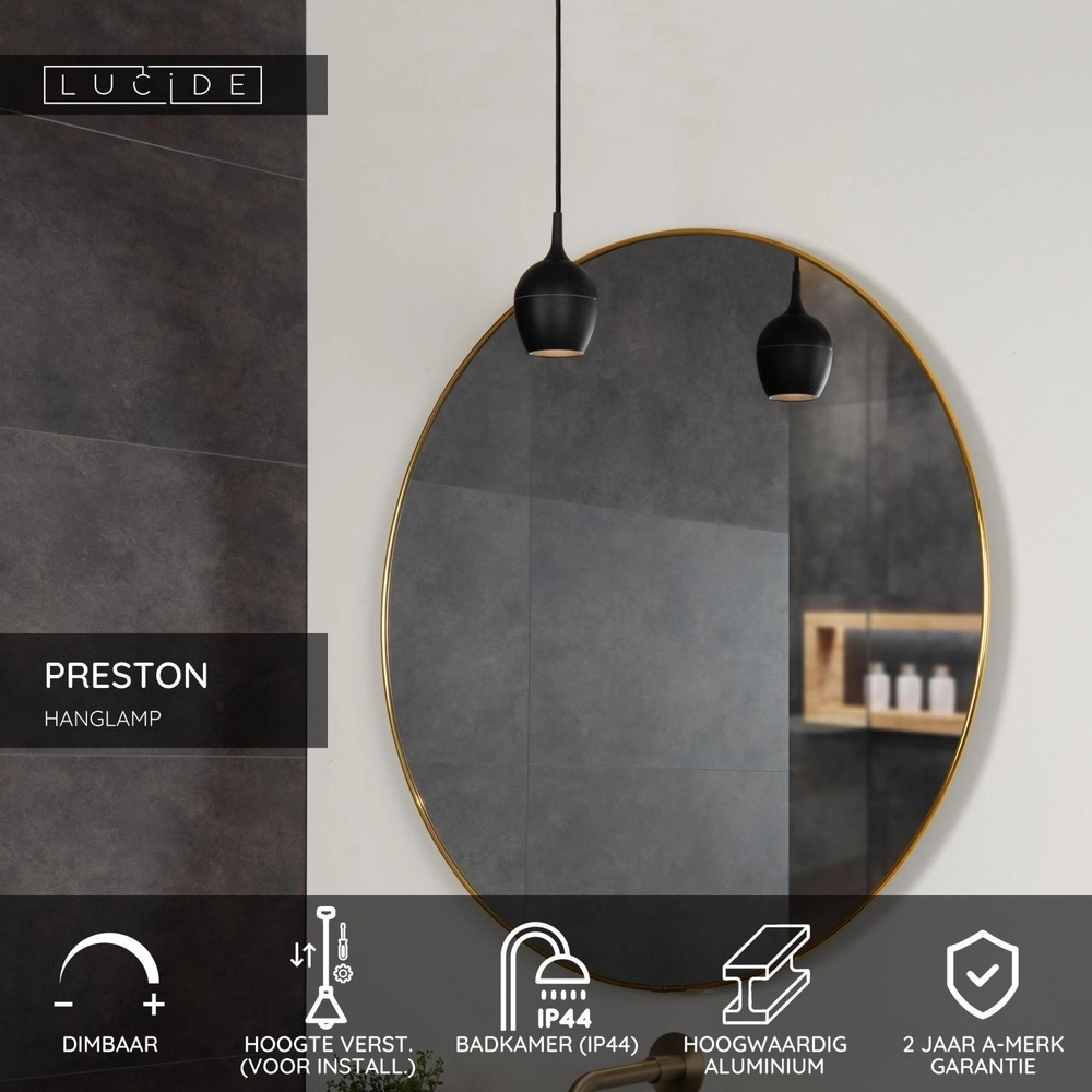 Pendellampe Preston schwarzes IP44 Lucide 5411212093196