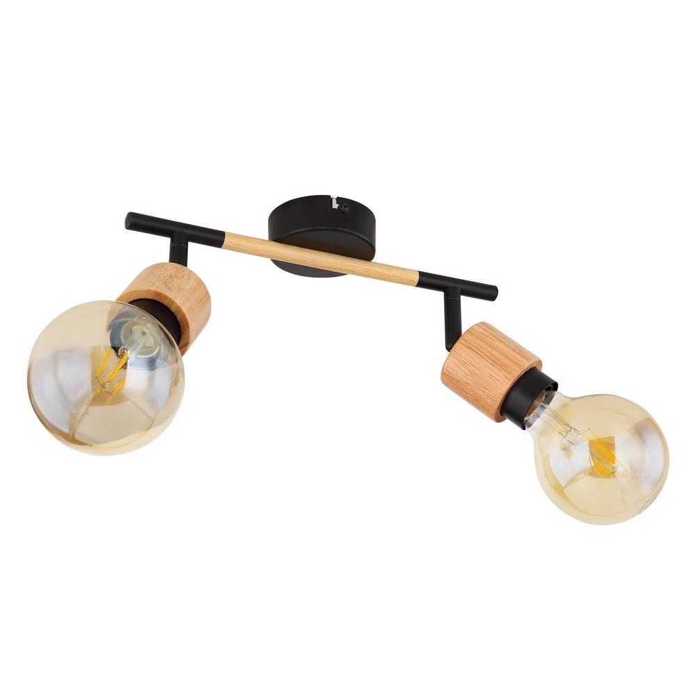 Deckenlampe Jorna 2-helliges Schwarz mit Holz Globo 9007371402281