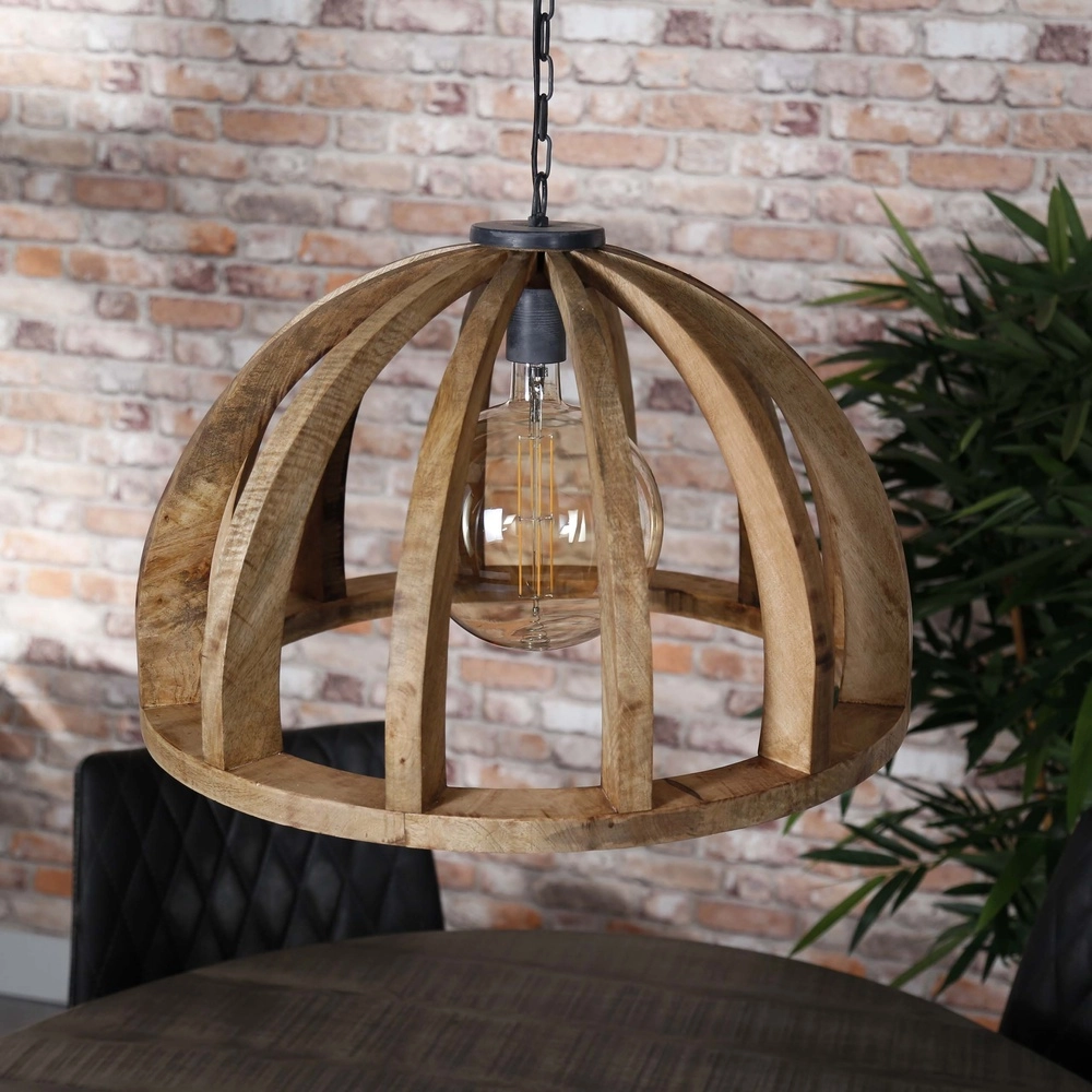 Holz-Esstisch-Pendellampe Orba Ø 60cm - E27 Lyora 8716803513211