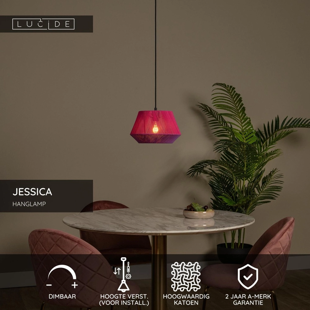 Pendellampe Jessica Ø 30 cm pink Lucide 5411212106308