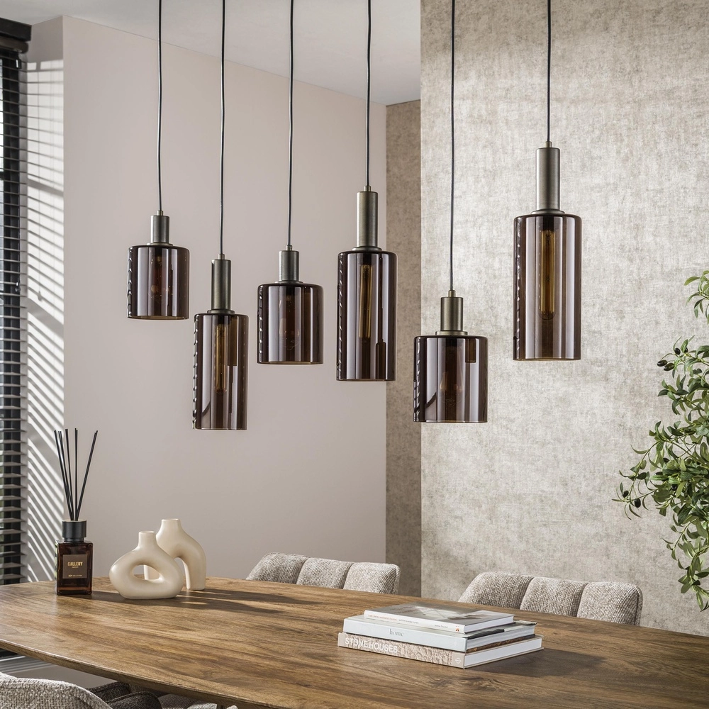 Esstisch-Pendellampe Sepiora Sienabraun – dunkles Glas Lyora 8716803513457