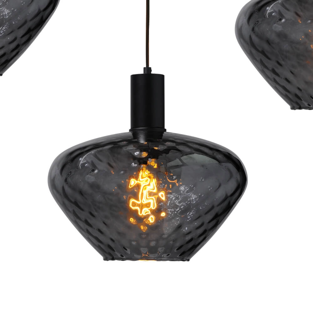 5-flammige Hängelampe - schwarz - Porto mit Blossom-Rauchgläsern Masterlight 8718121270241