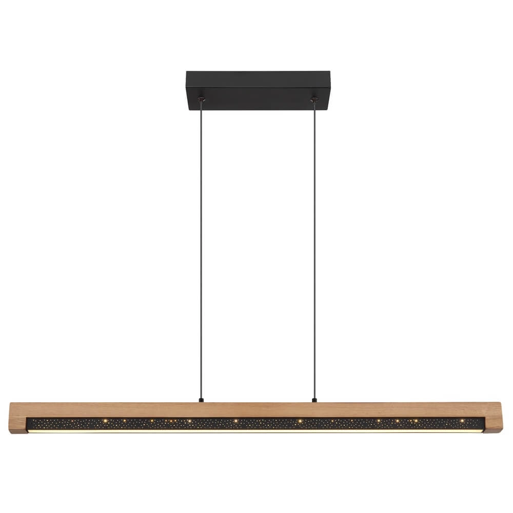 Design-Pendelleuchte Starla schwarz mit Holz 85cm Globo 9007371456291