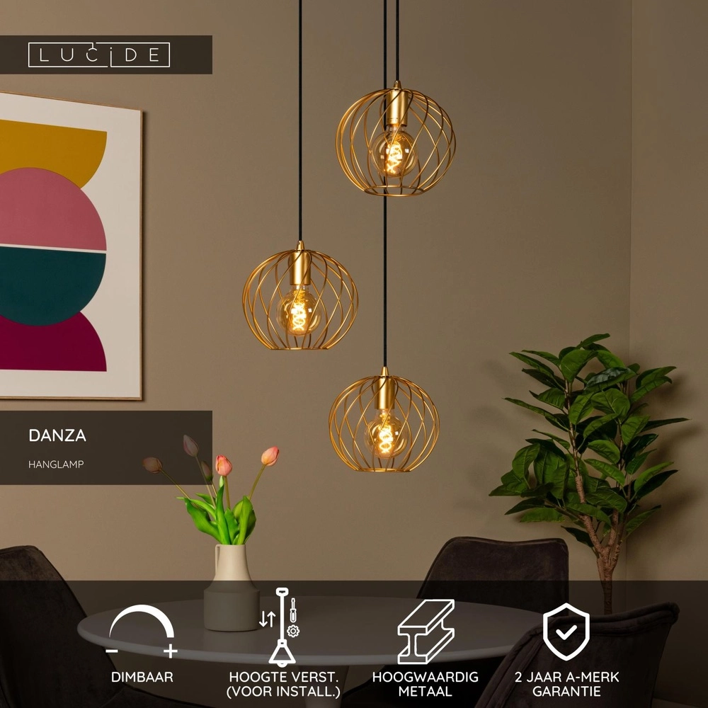 Pendellampe Danza Ø 50cm Gold Lucide 5411212211569
