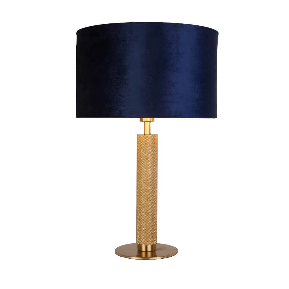 Goldene Tischlampe London mit blauer Kapuze Searchlight 5053423248295