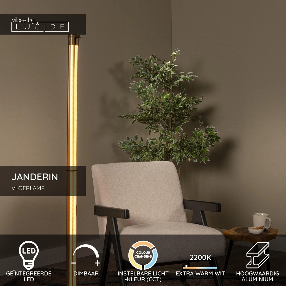 Einzigartige Stehlampe Janderin Champagner Lucide Vibes 5411212242105