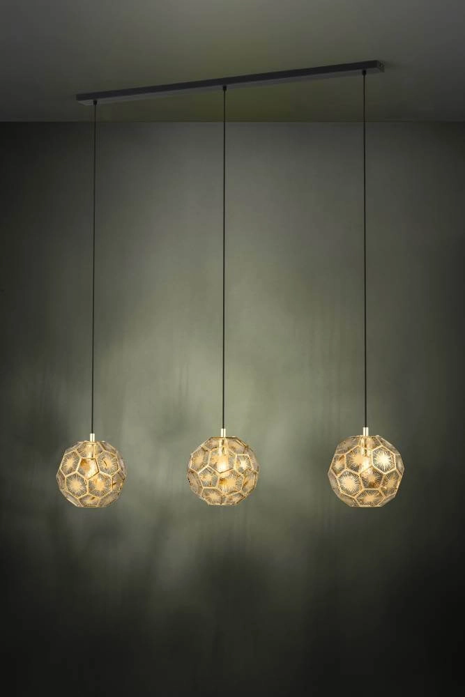 Goldene Hängelampe Skoura Esszimmer - 3-flammig Stars of Light 9002759397579