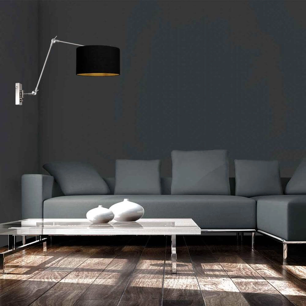 Wandleuchte Prestige Chic Metall mit schwarzem Schirm Steinhauer 8712746175677