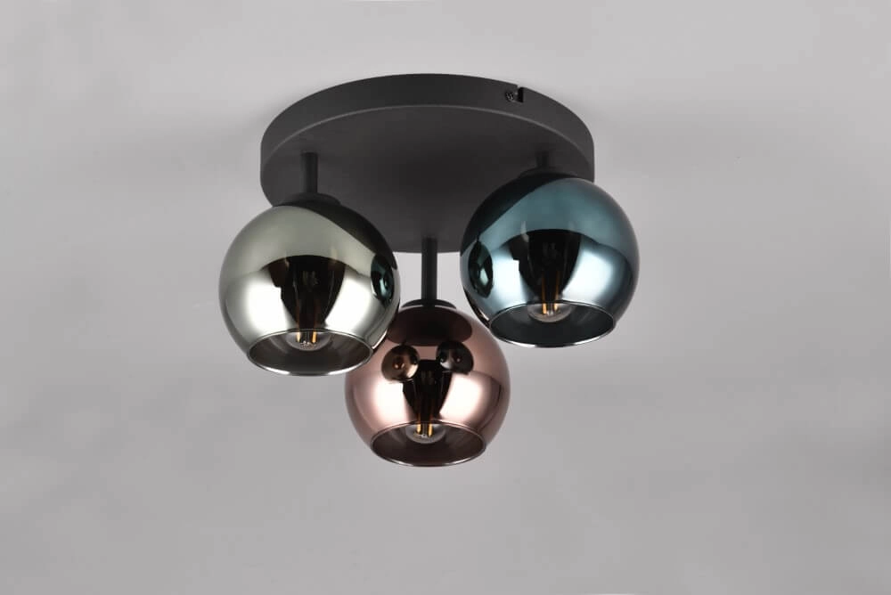 Designer-Deckenleuchte Sheldon schwarz mit Rauchglas Trio 4017807585247
