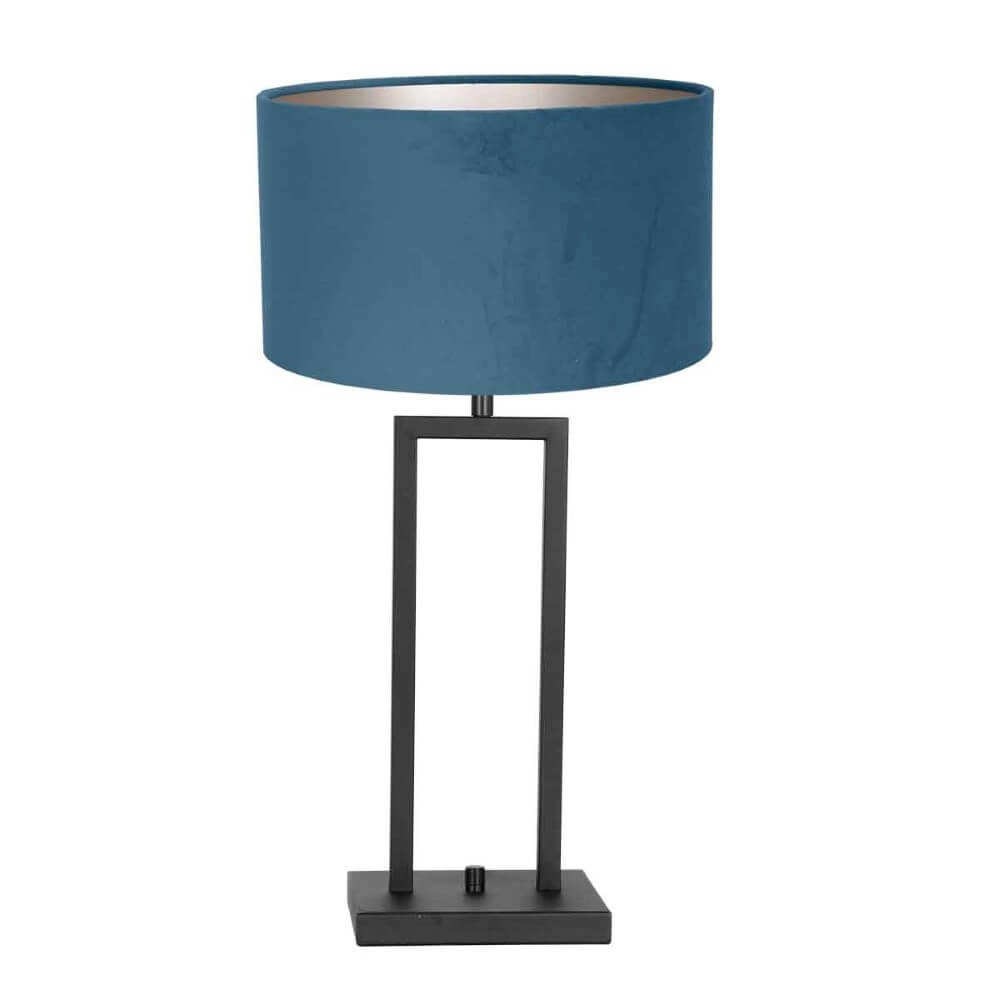 Tischlampe Stanger mit blauem Samt