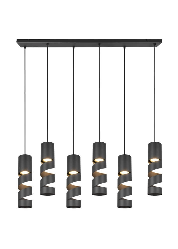 6-flammige Röhren-Hängelampe Stream Schwarz Trio 4017807614022
