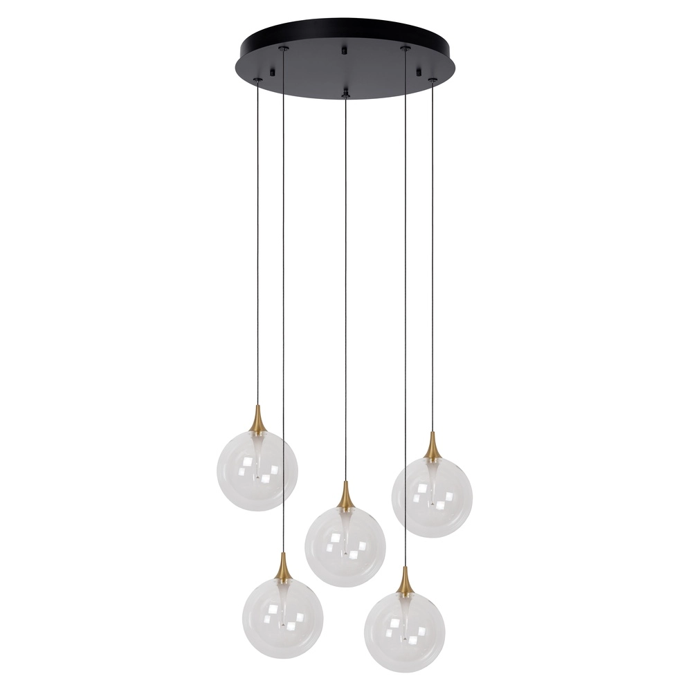 Design-LED-Pendelleuchten Gisela klar – 5x Ø 16 cm Premium by Lucide 5411212134806