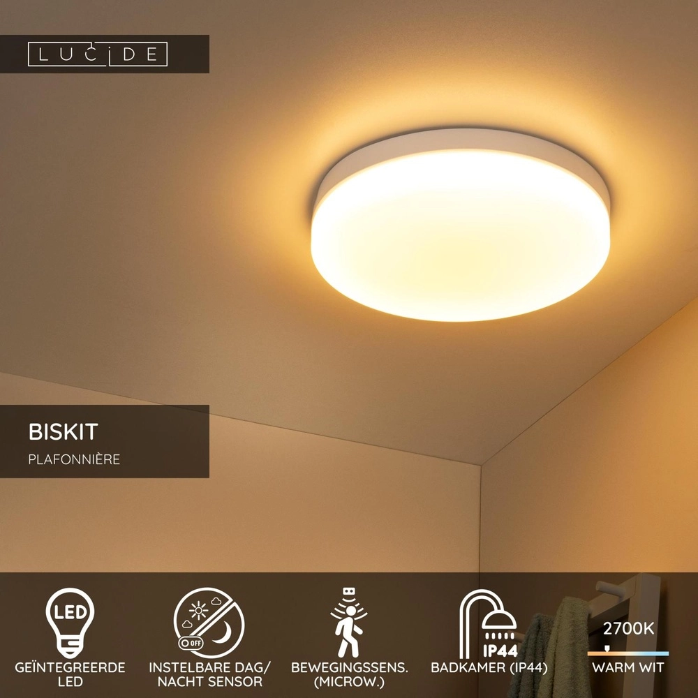 Deckenlicht Biskit Ø 40cm - IP44 weiß Lucide 5411212792204
